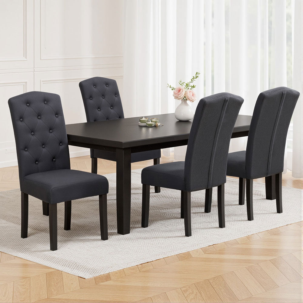 Dansk Set of 4 Linen Dining Chairs Dark Grey