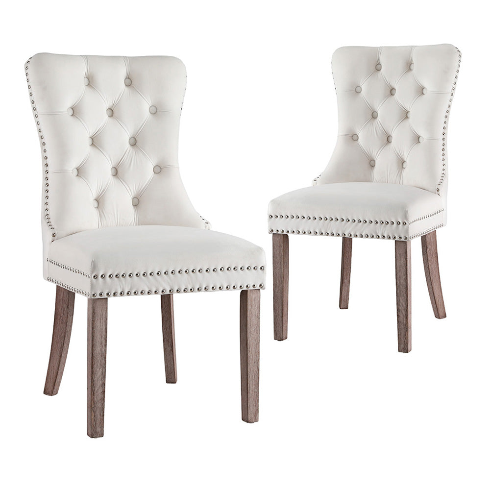 Artiss Dining Chairs Set of 2 Beige Velvet Button-Tufted
