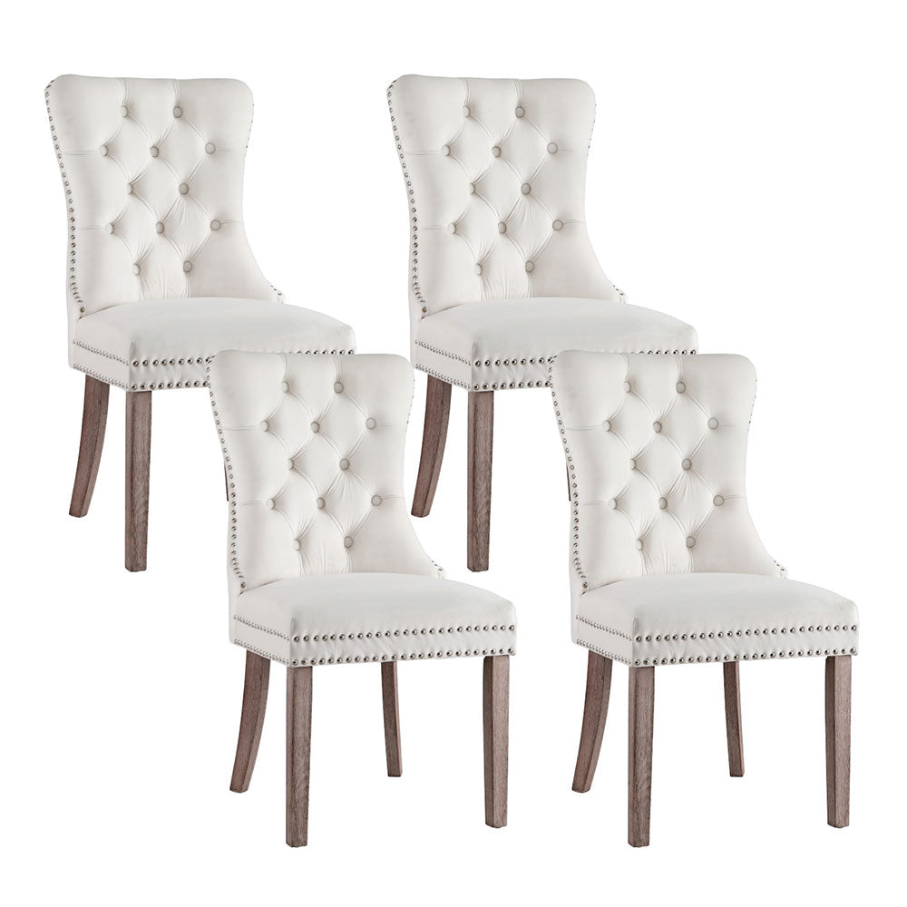 Artiss Set of 4 Dining Chairs Velvet Beige