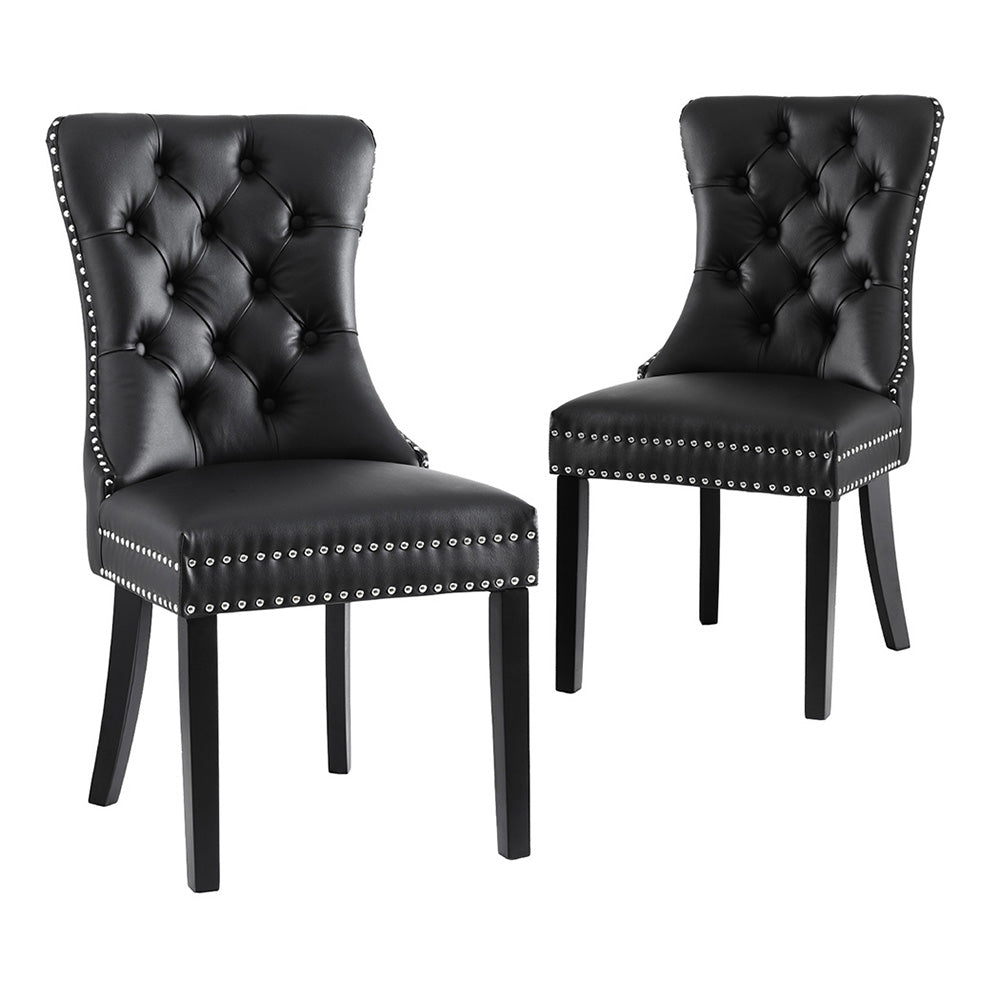 Artiss Dining Chairs Set of 2 Black Leather