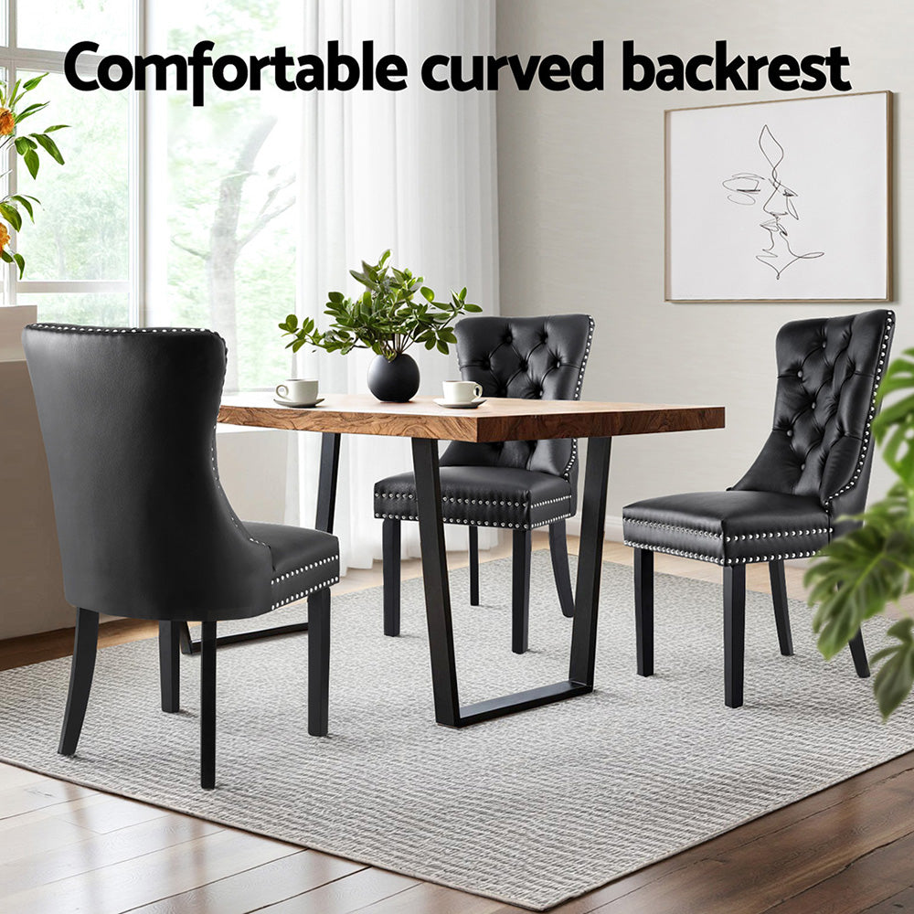 Artiss Dining Chairs Set of 2 Black Leather