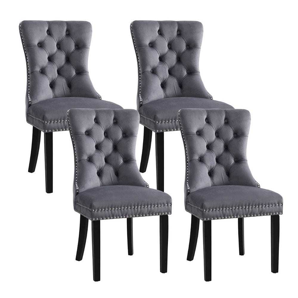 Artiss Set of 4 Grey Velvet Button Tufted Dining Chairs