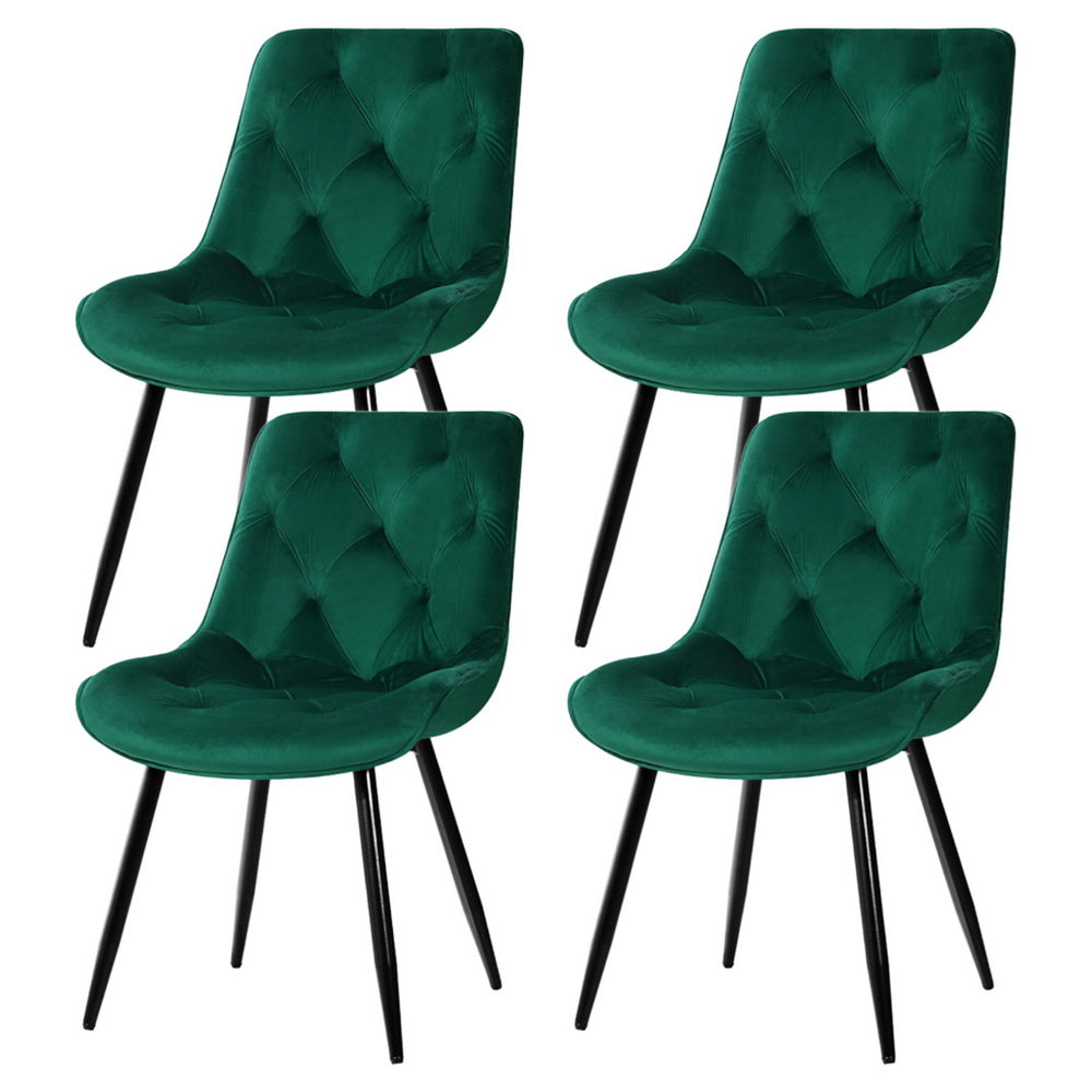 Starlyn Dining Chairs Set of 4 Velvet Diamond Tufted Green