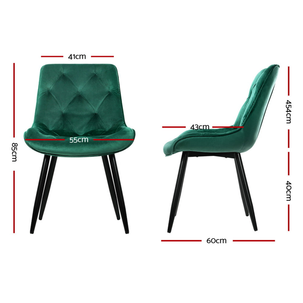 Starlyn Dining Chairs Set of 4 Velvet Diamond Tufted Green
