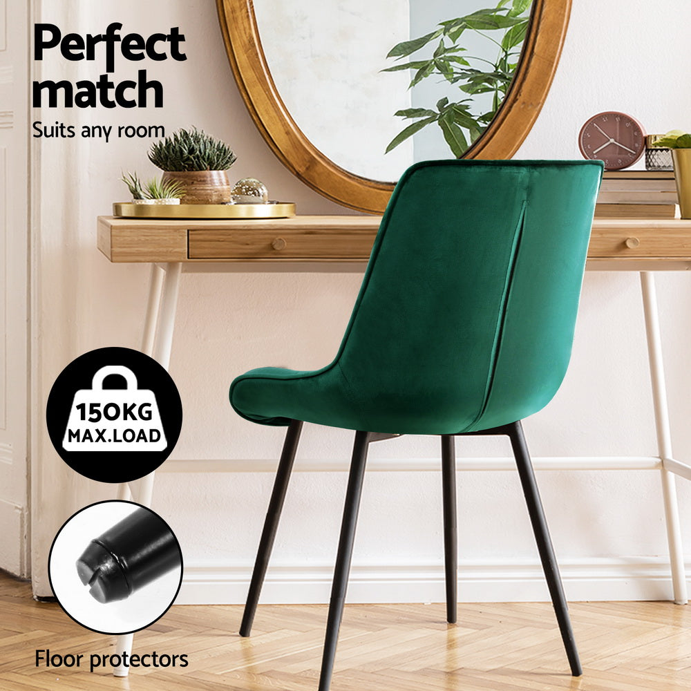Starlyn Dining Chairs Set of 4 Velvet Diamond Tufted Green