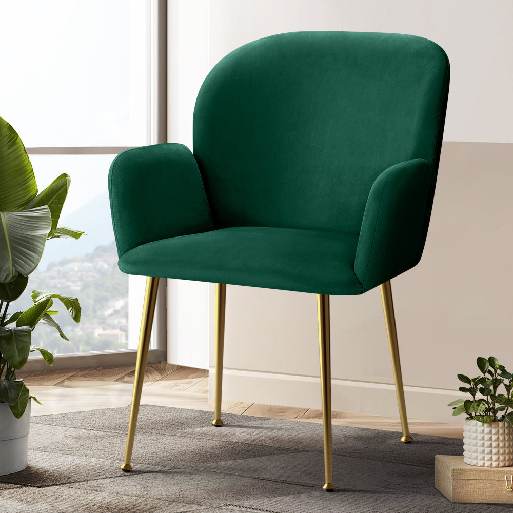 Kynsee Set of 2 Velvet Armchairs Green