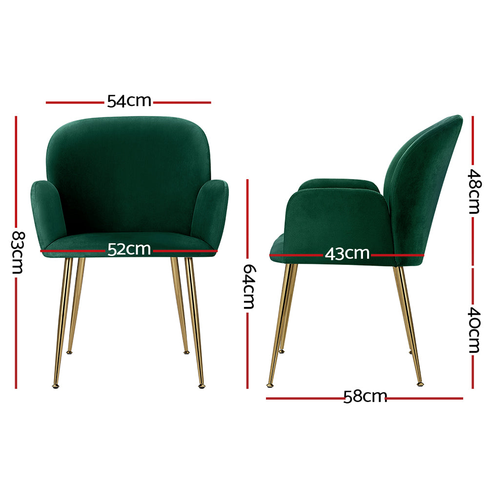 Kynsee Set of 2 Velvet Armchairs Green