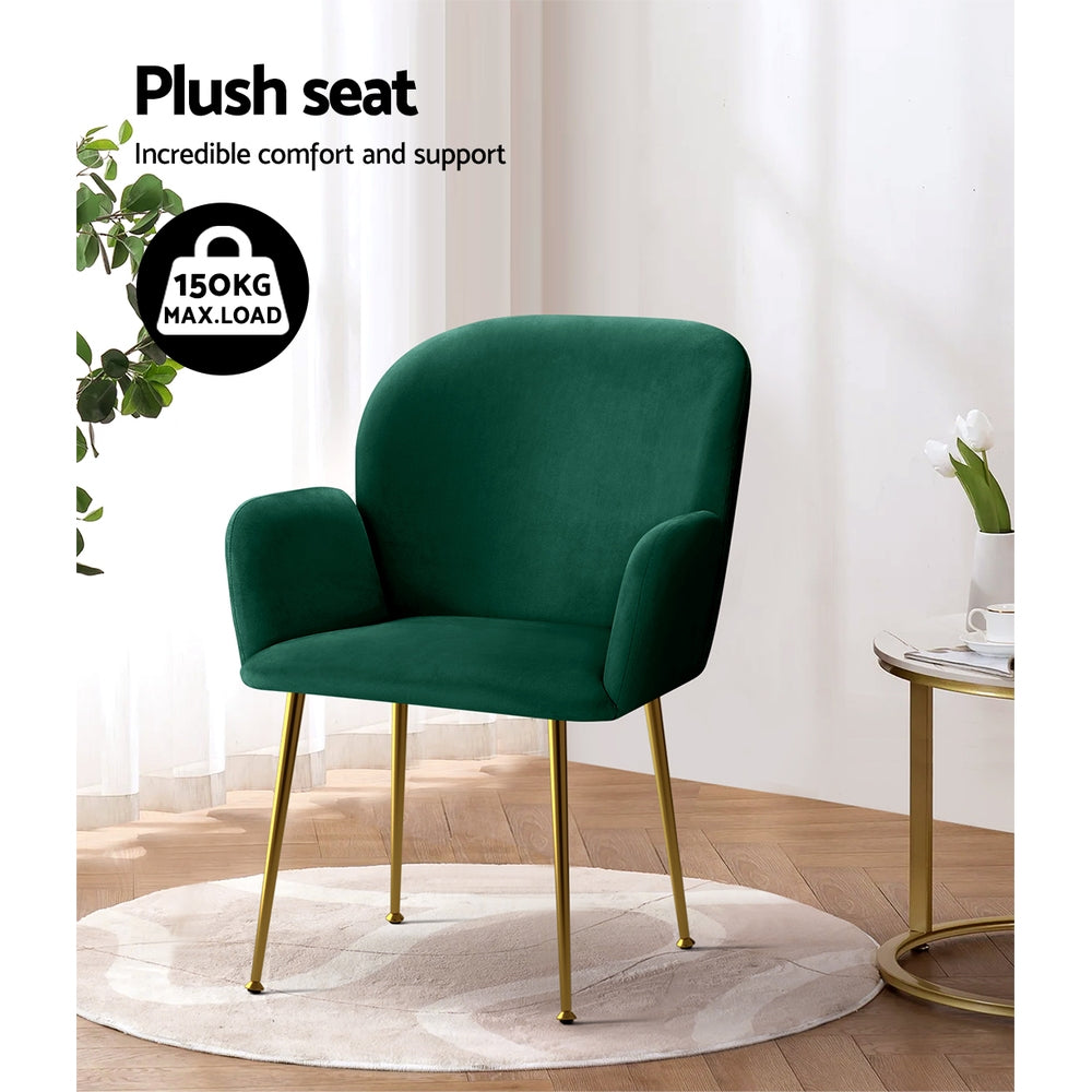 Kynsee Set of 2 Velvet Armchairs Green