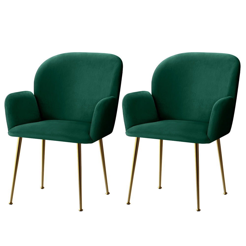 Kynsee Velvet Dining Armchairs Set of 2 Green