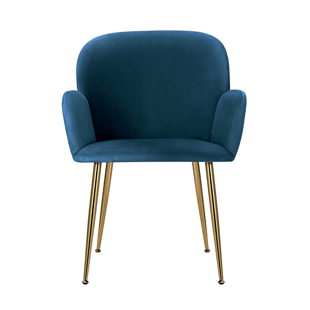 Kynsee Dining Armchairs Set of 2 Velvet Blue