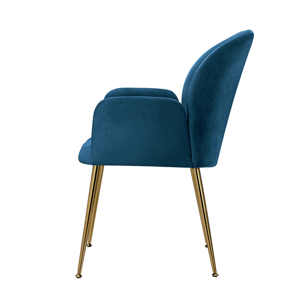 Kynsee Dining Armchairs Set of 2 Velvet Blue