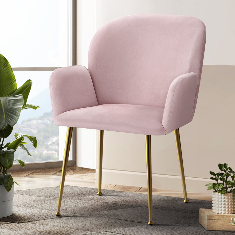 Kynsee Dining Armchairs Set of 2 Velvet Pink