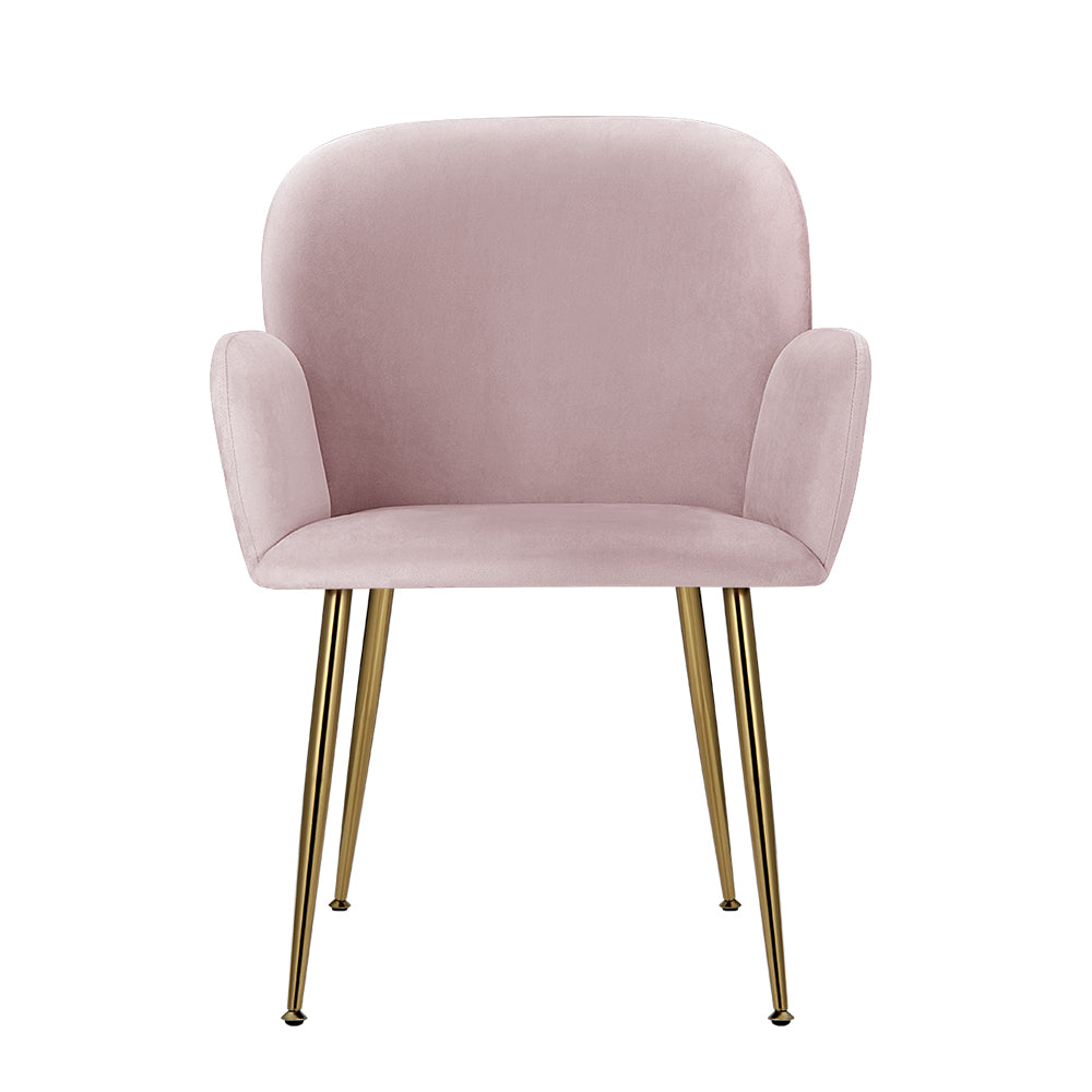 Kynsee Dining Armchairs Set of 2 Velvet Pink