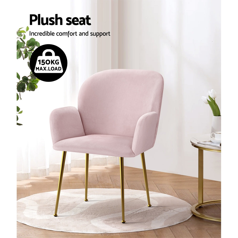 Kynsee Dining Armchairs Set of 2 Velvet Pink