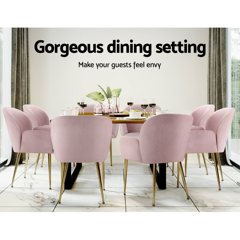 Kynsee Dining Armchairs Set of 2 Velvet Pink