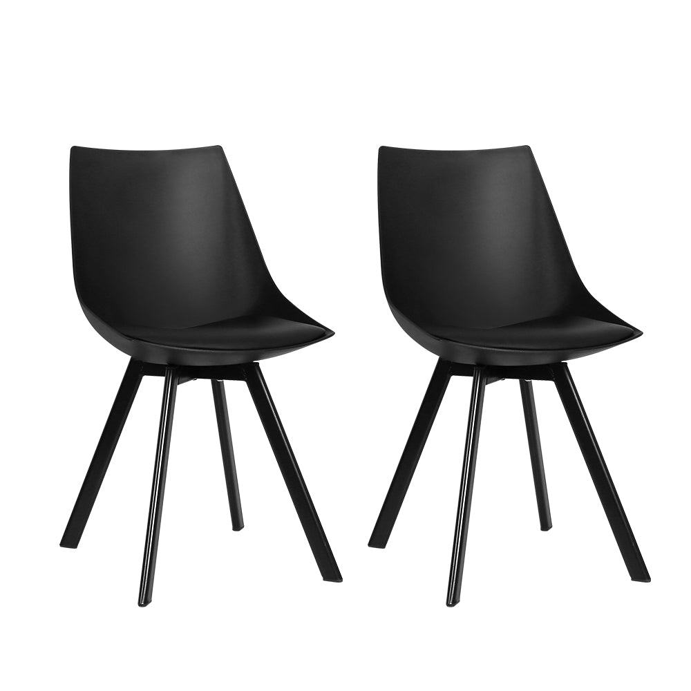 Lylette Dining Chairs Set of 2 PU Leather Black