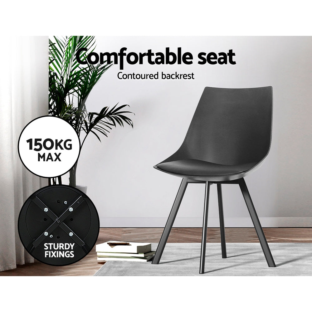 Lylette Dining Chairs Set of 2 PU Leather Black