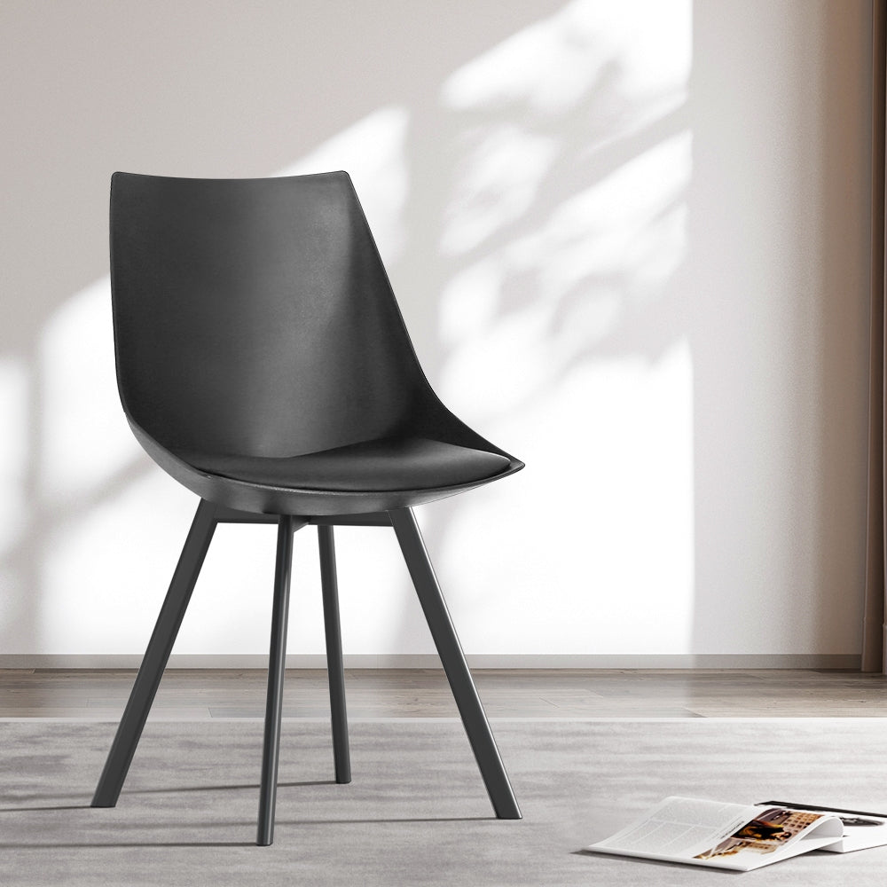 Lylette Dining Chairs Set of 2 Black PU Leather
