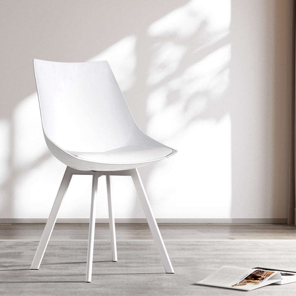 Lylette Dining Chairs Set of 2 PU Leather White