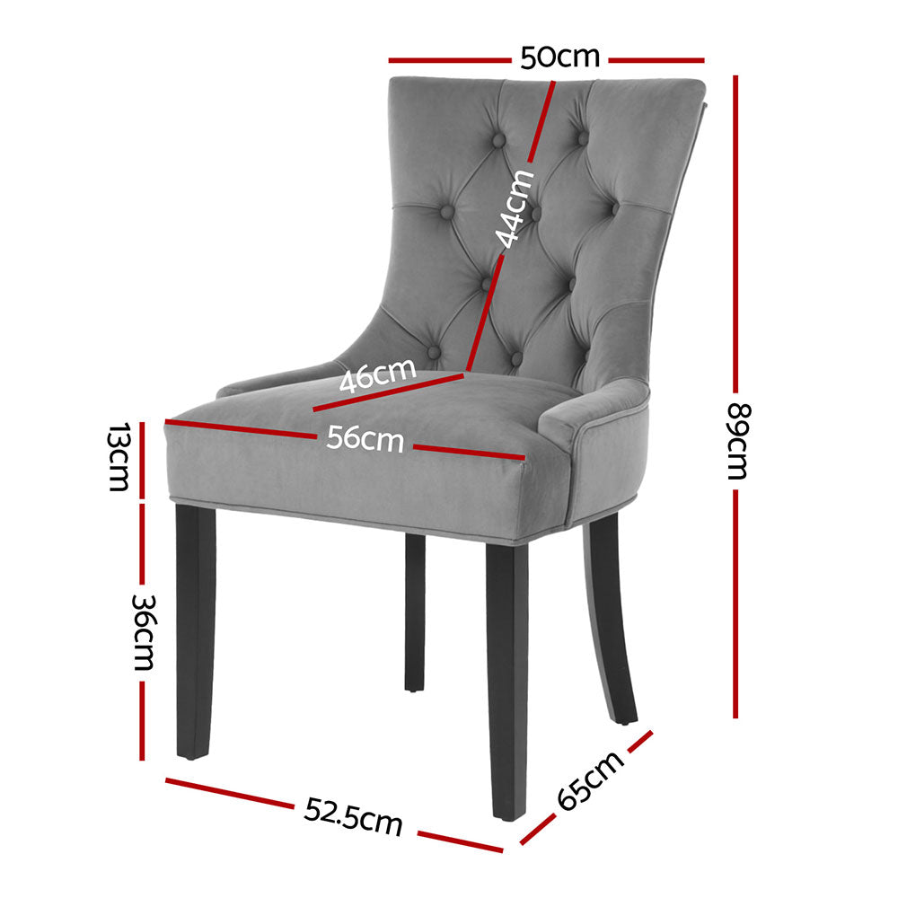 Cayes Set of 4 Velvet Dining Chairs French Provincial Grey