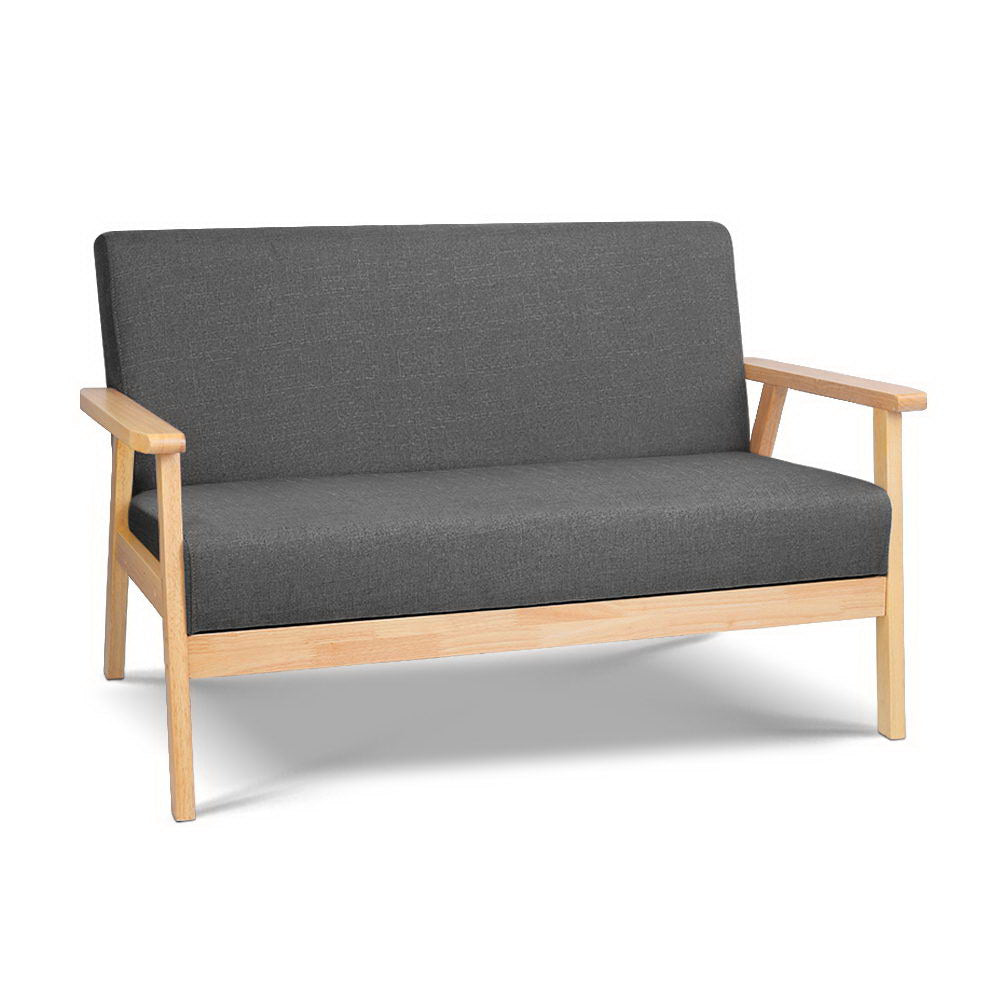 Skane 2-Seater Sofa Armchair with Rubber Wood Frame