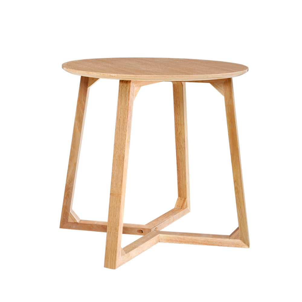 Artiss Round Wooden Coffee Table 60cm Beige Finish