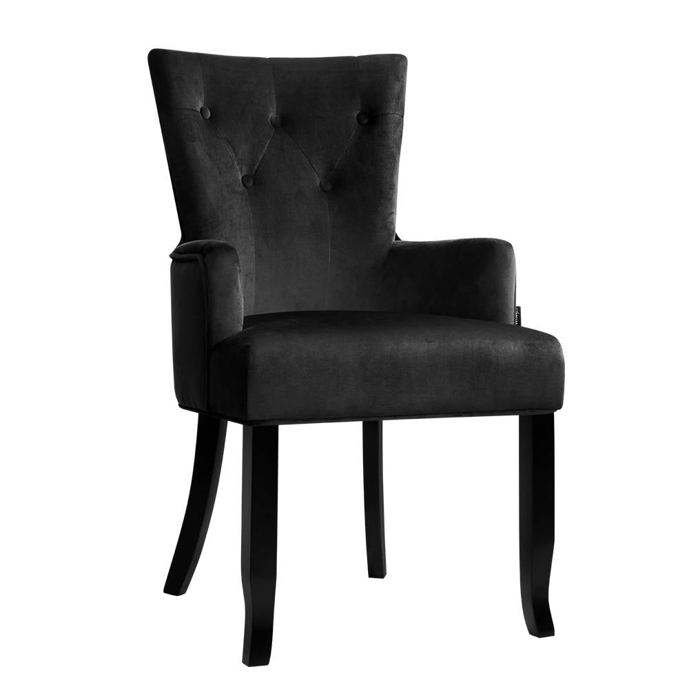 Cayes French Provincial Dining Chair Velvet Armchair Black