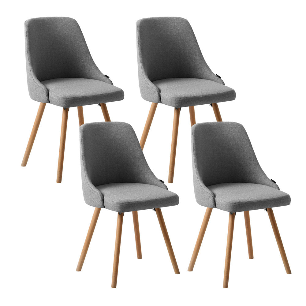 Kalmar Dining Chairs Set of 4 Fabric Wooden Grey