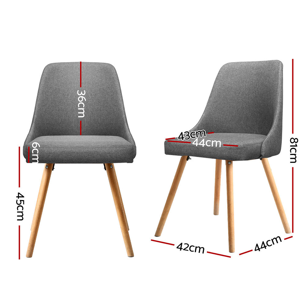 Kalmar Dining Chairs Set of 4 Fabric Wooden Grey