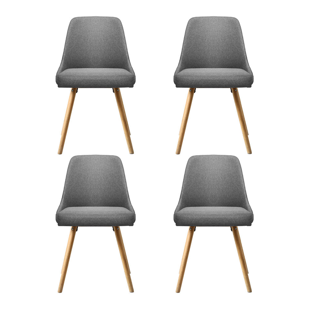 Kalmar Dining Chairs Set of 4 Fabric Wooden Grey