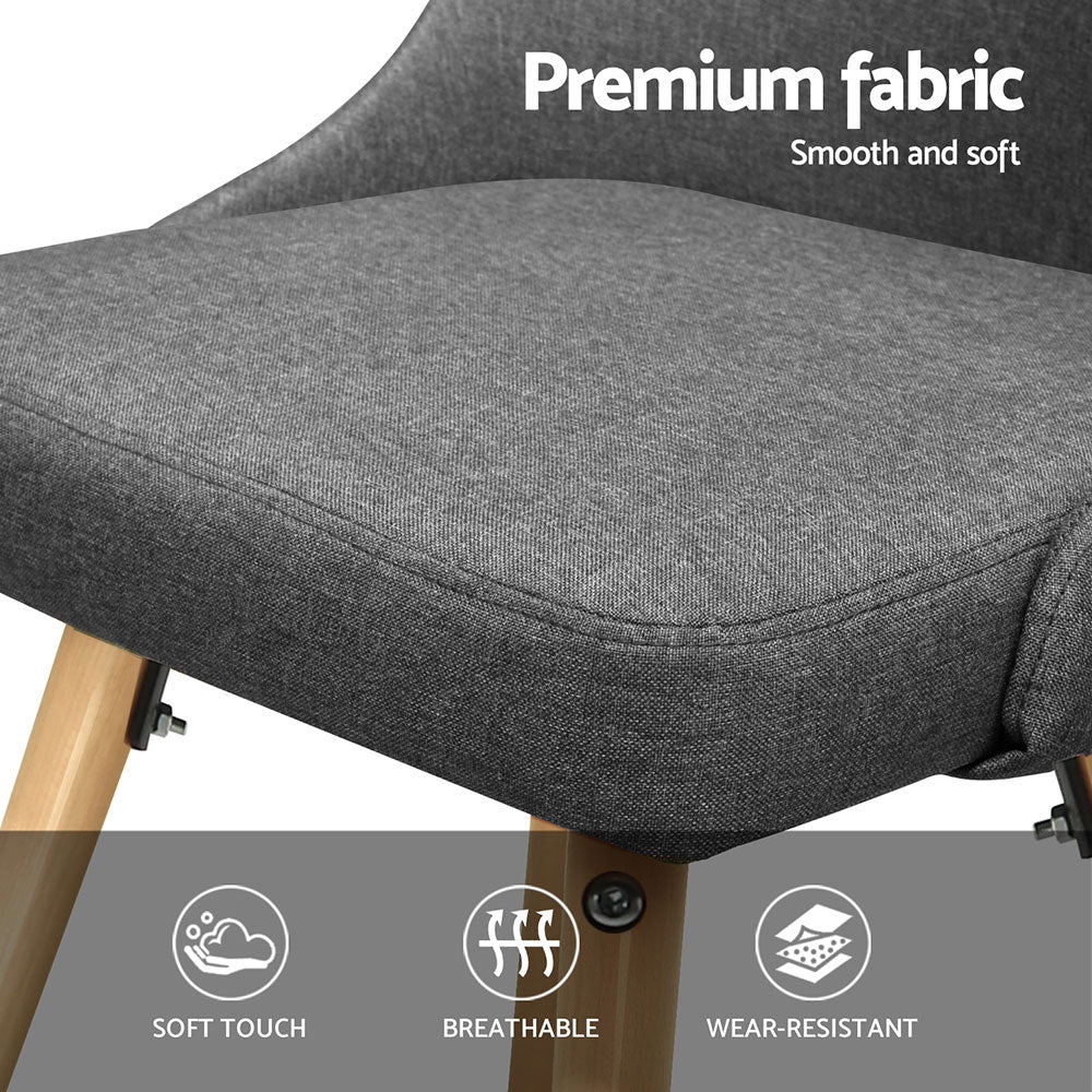 Kalmar Dining Chairs Set of 4 Fabric Wooden Grey