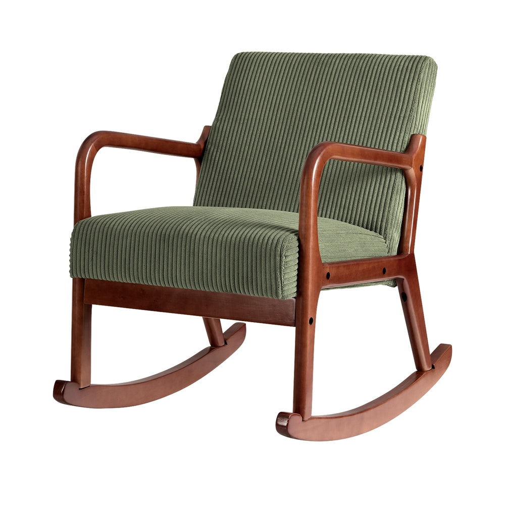 Scandinavian Rocking Armchair Corduroy Green