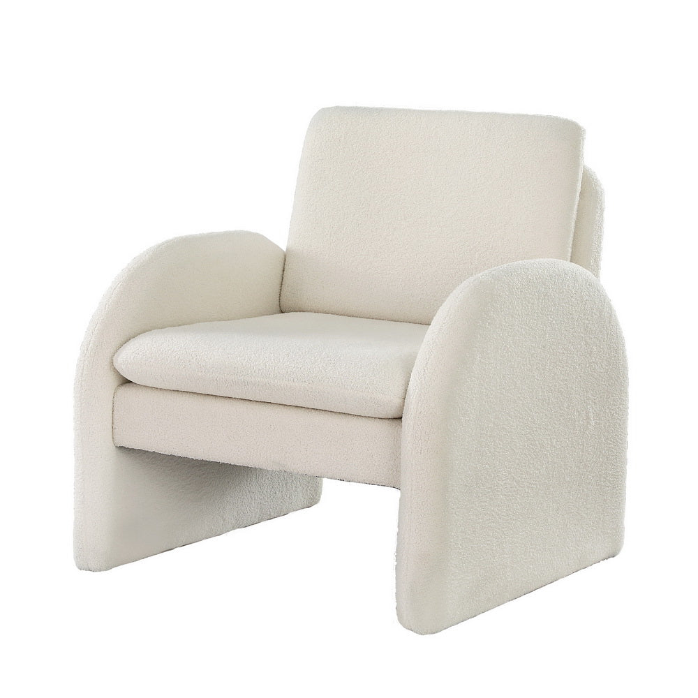 Artiss Boucle Accent Armchair Curved Arm Lounge Chair White