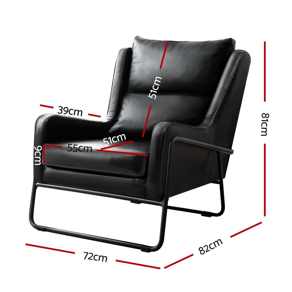 Artiss Wingback Armchair PU Leather Black