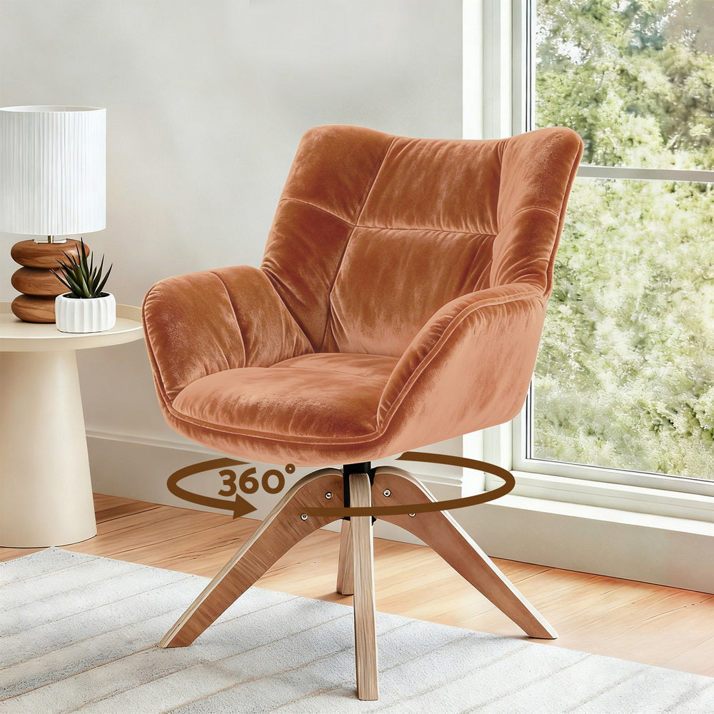 Artiss Velvet 360 Degree Swivel Armchair Brown