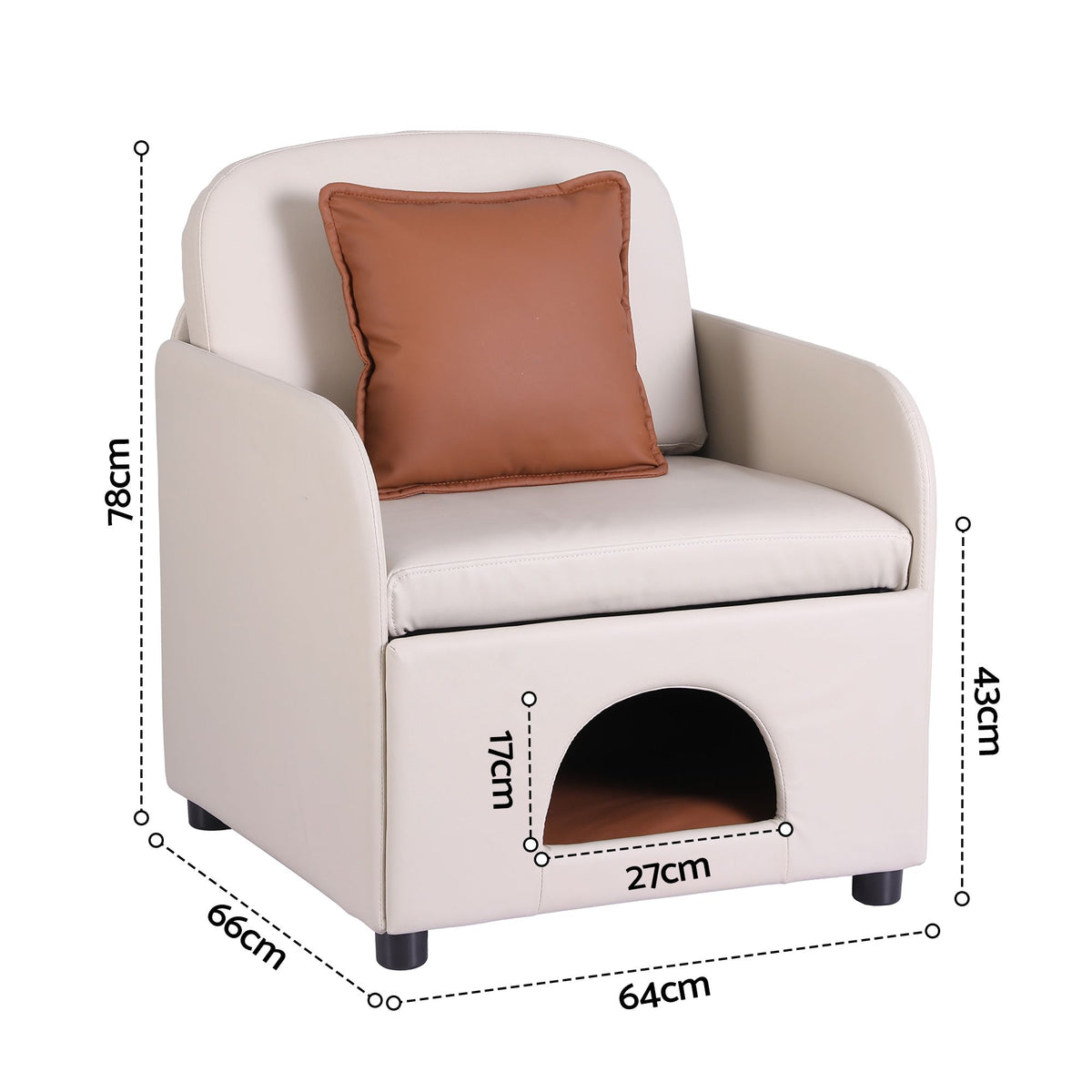 Artiss Armchair PU Leather Pet Accent Lounge Chair Cushion Beige