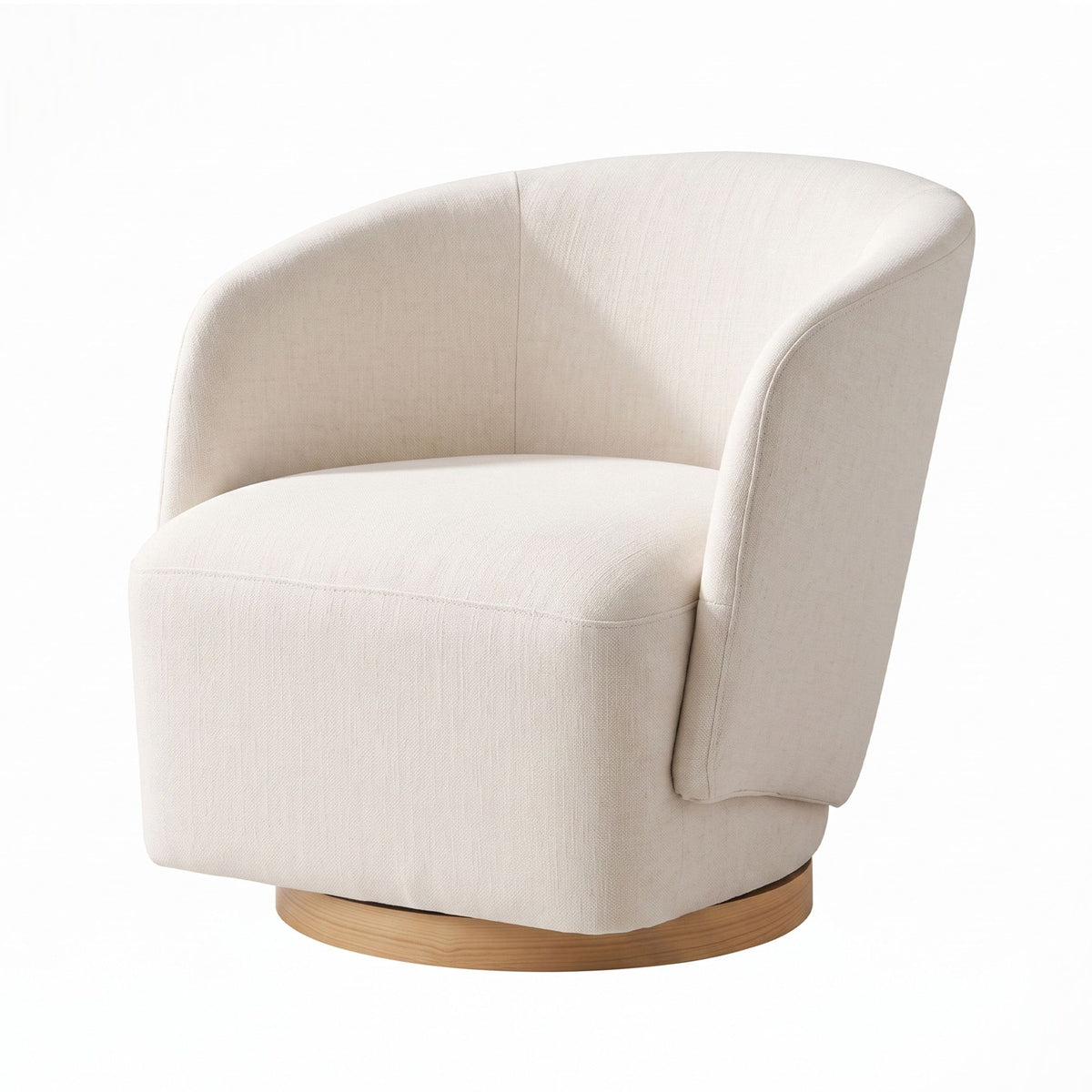 Artiss Swivel Armchair 360° Curved Accent Chair Linen Fabric Beige
