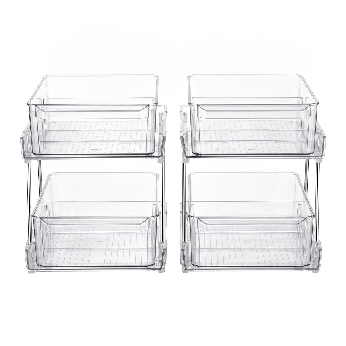 Artiss 2 Pack Clear Pull Out Cabinet Organiser 2 Tier Storage Drawers