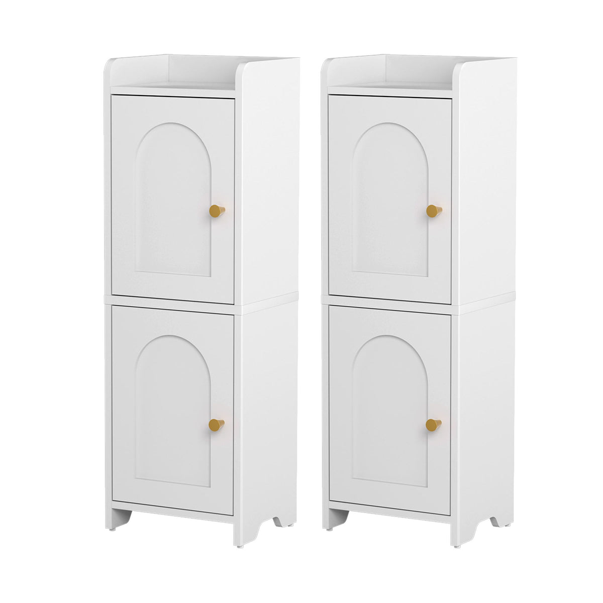 Artiss 2 Pack Bathroom Storage Cabinet 2-Tier Slim Adjustable White