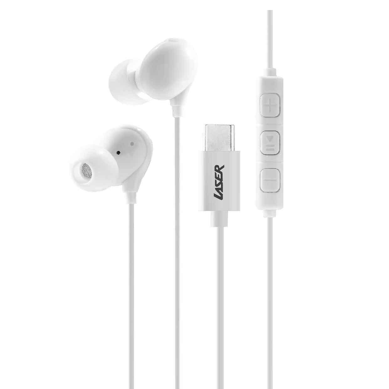 Laser Wired In-Ear Earphones with In-Line Controls White