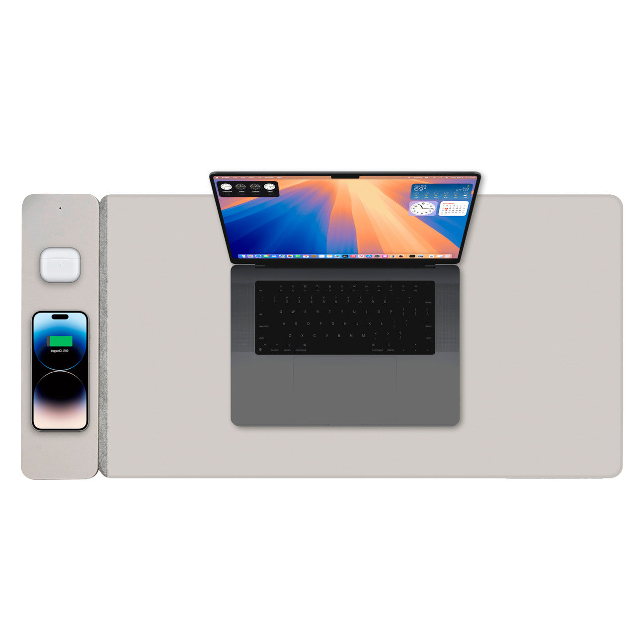 Laser Wireless Charging Desk Mat Grey