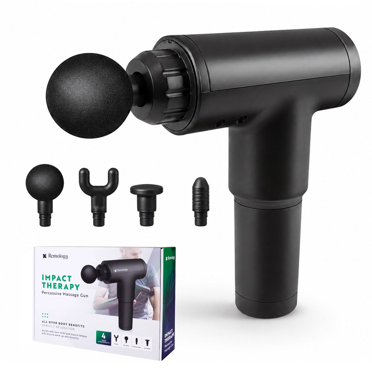 Aumerage Impact Massage Gun – 6 Speed Deep Tissue Muscle Massager with 4 Interchangeable Heads, Rechargeable Handheld Body Massager for Gym & Home