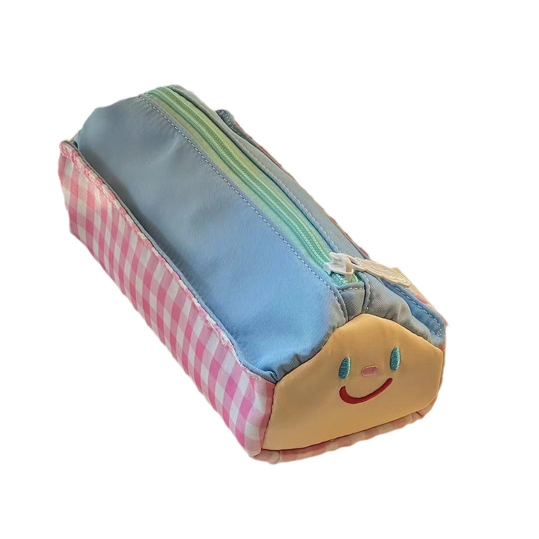 Pencil Case - Large Capacity - Cute and Lovely - Pink Check - 1 Piece