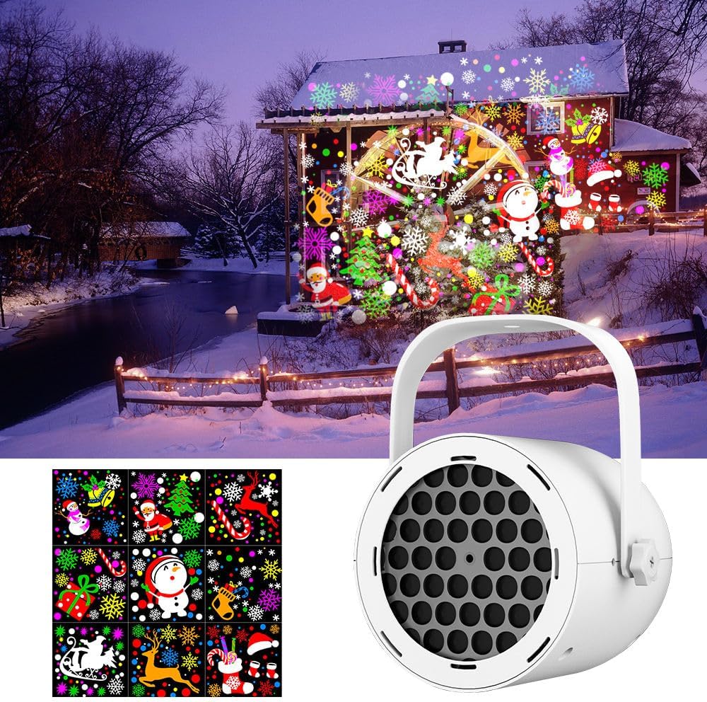 Christmas Projector Lights - LED Snowflake Projector Light with USB Power for Living Room, New Year, Party, Christmas Decoration, Indoor and Outdoor White