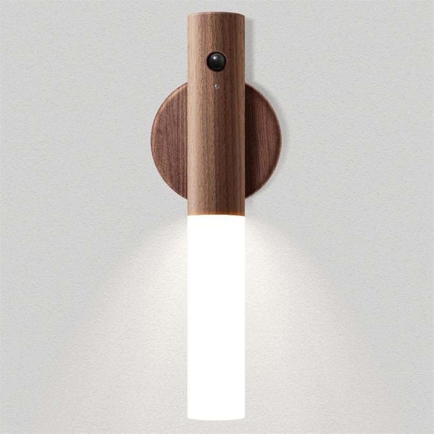 Night light with motion sensor, indoor lamp with LED, magnetic and portable lighting, no plug, USB charging function, wall lamp for hallway, bedroom, wardrobe, table, stairwell, cupboard, kitchen, etc., walnut