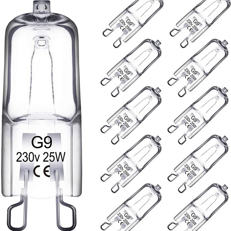 Halogen lamp - G9 Clear halogen lamp - Warm yellow light - 230V 25W - Suitable for pendant lamps - 10 pieces