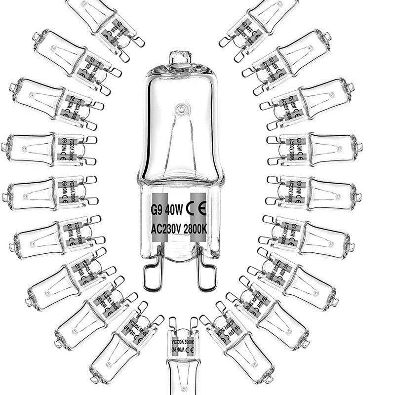 Halogen lamp - G9 Clear halogen lamp - Warm yellow light - 230V 40W - Suitable for pendant lamps - 10 pieces