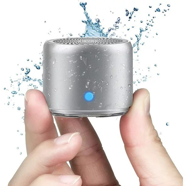 Mini Bluetooth Speaker Silver | Portable & Pocket-Sized | Powerful Bass with Passive Radiator | 12-Hour Battery Life | Ideal for Outdoors