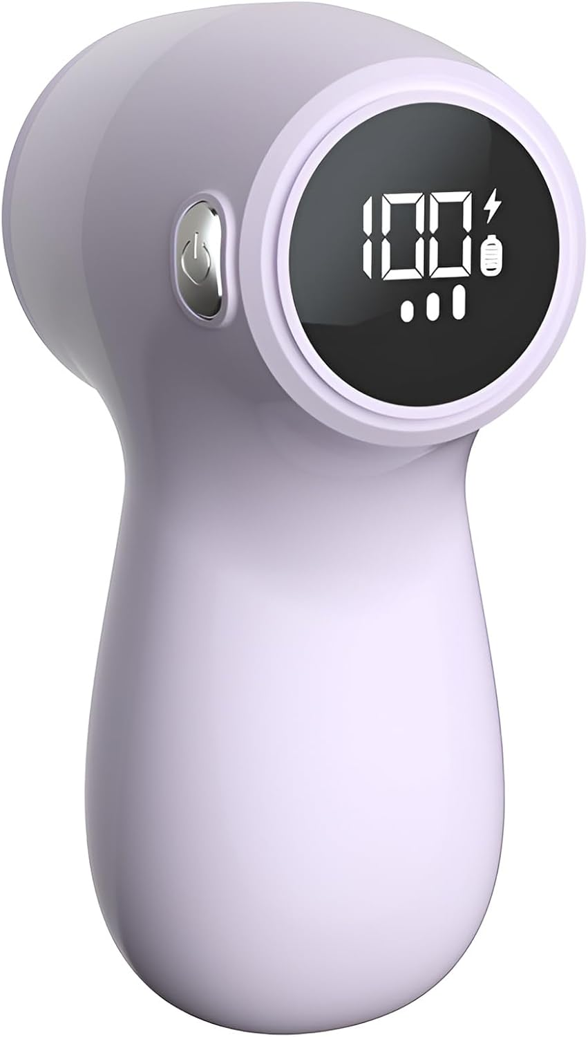 Electric Lint Remover - Rechargeable & Digital Display - For Home Use - Sweater Depiller with LED Screen - Purple