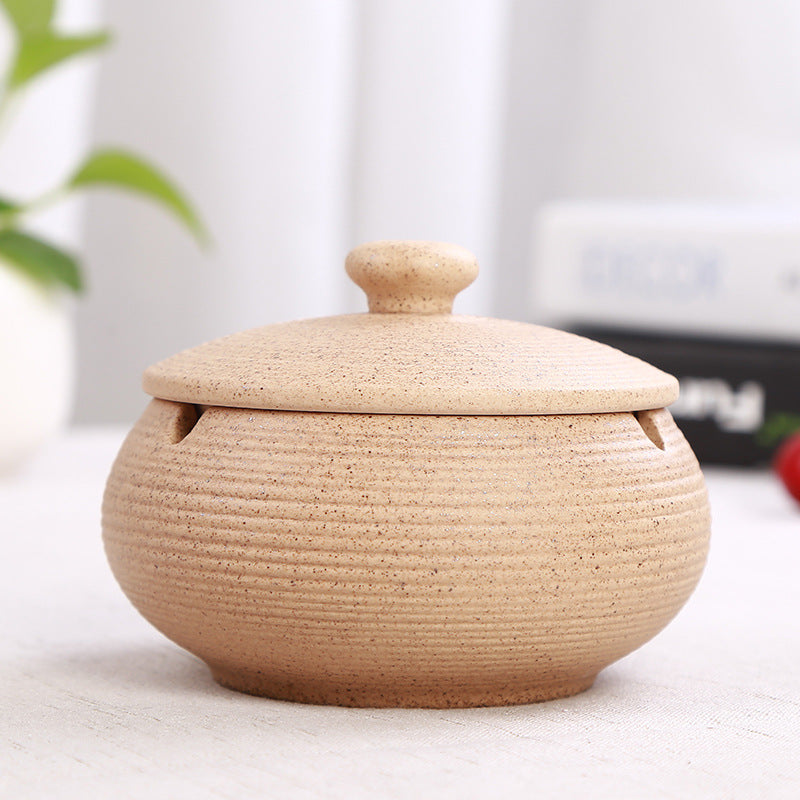 Ceramic Ashtray with Lid - Yellow - Wind Ashtray for Outdoor & Indoor - Decorative & Anti-Odor